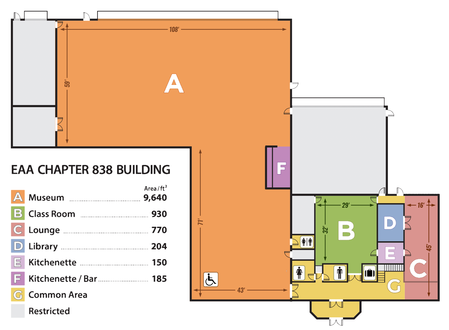 EAA 838 builing rental floor plan